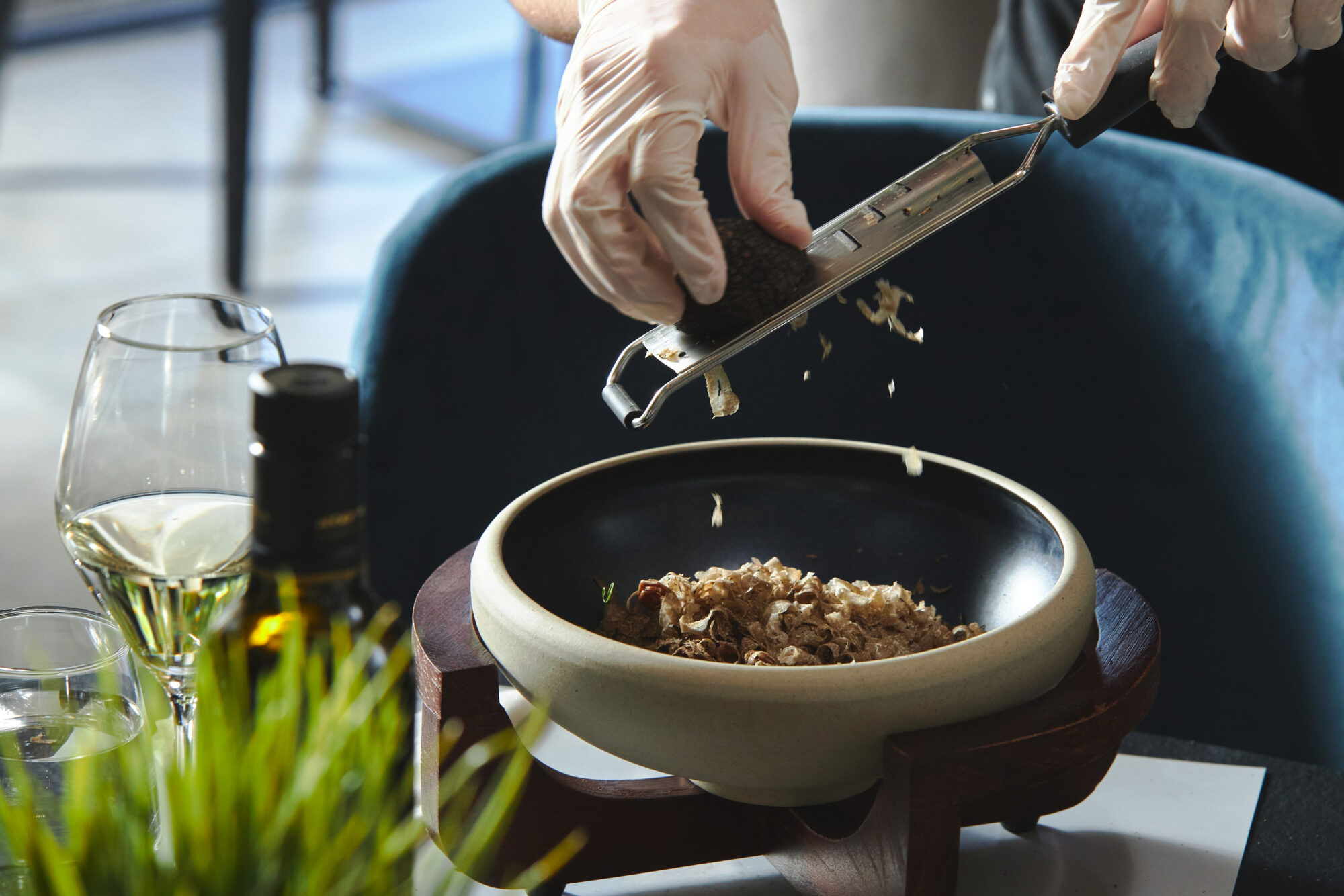 Delicious pasta with aromatic black truffle on top